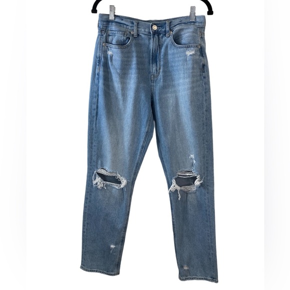 American Eagle light wash distressed high rise mom jeans - Picture 1 of 3